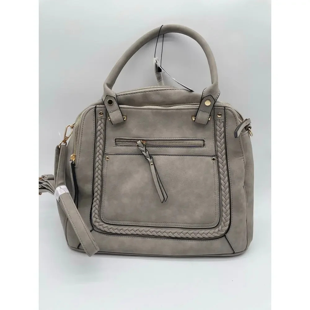 NYC Handbag Brand New Gray with Light Pink Lining Beautiful Double Compartments